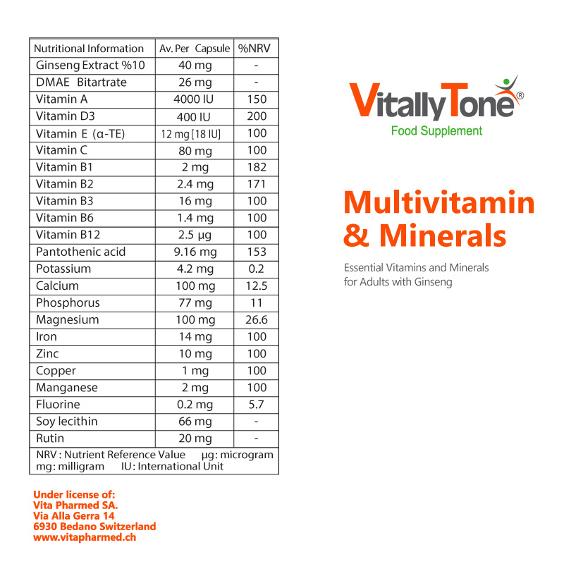 تصویر  کپسول مولتی ویتامین مینرال ویتالی تون - 100 عددی