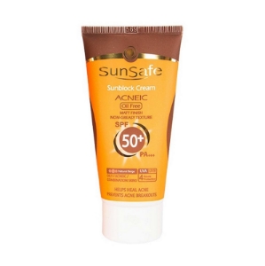 كرم ضد آفتاب +SPF 50 فاقد چربی سان سیف - بژ طبیعی