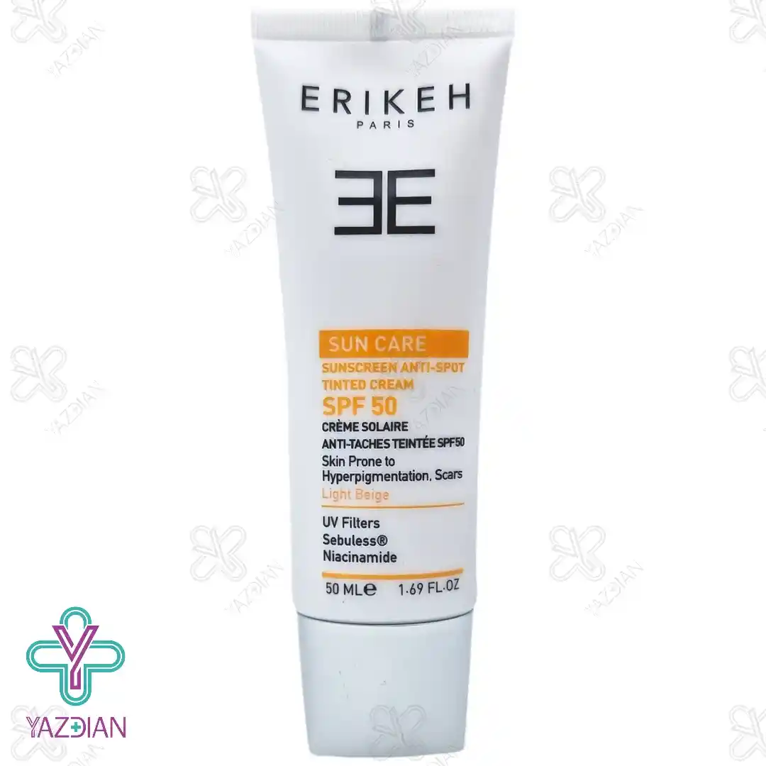 کرم ضد آفتاب و ضد لک SPF50 اریکه بژ روشن - 50 میلی لیتر