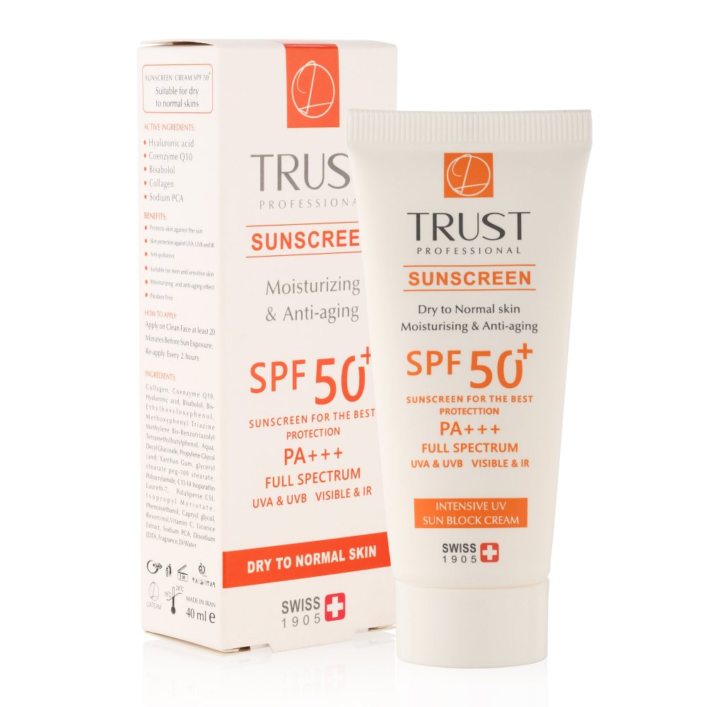 کرم ضد آفتاب ضد چروک SPF50 مناسب پوست خشک و نرمال تراست - بی رنگ