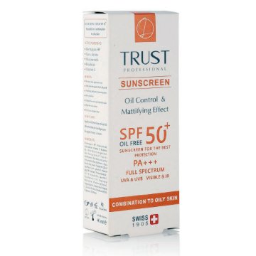 کرم ضد آفتاب کنترل کننده چربی SPF50 مناسب پوست چرب و مختلط تراست - بی رنگ