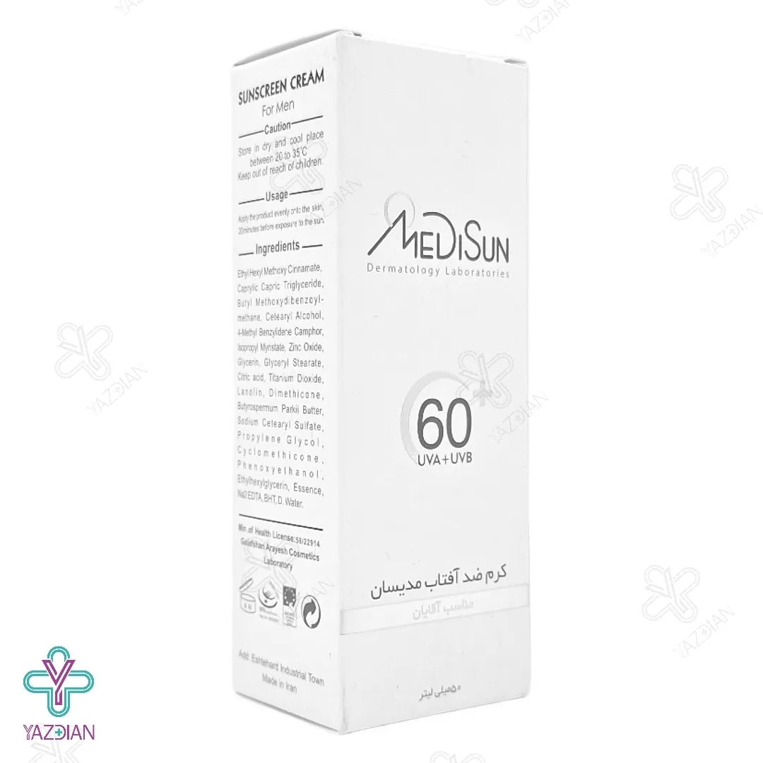 کرم ضد آفتاب SPF60 آقایان مدیسان - بی رنگ