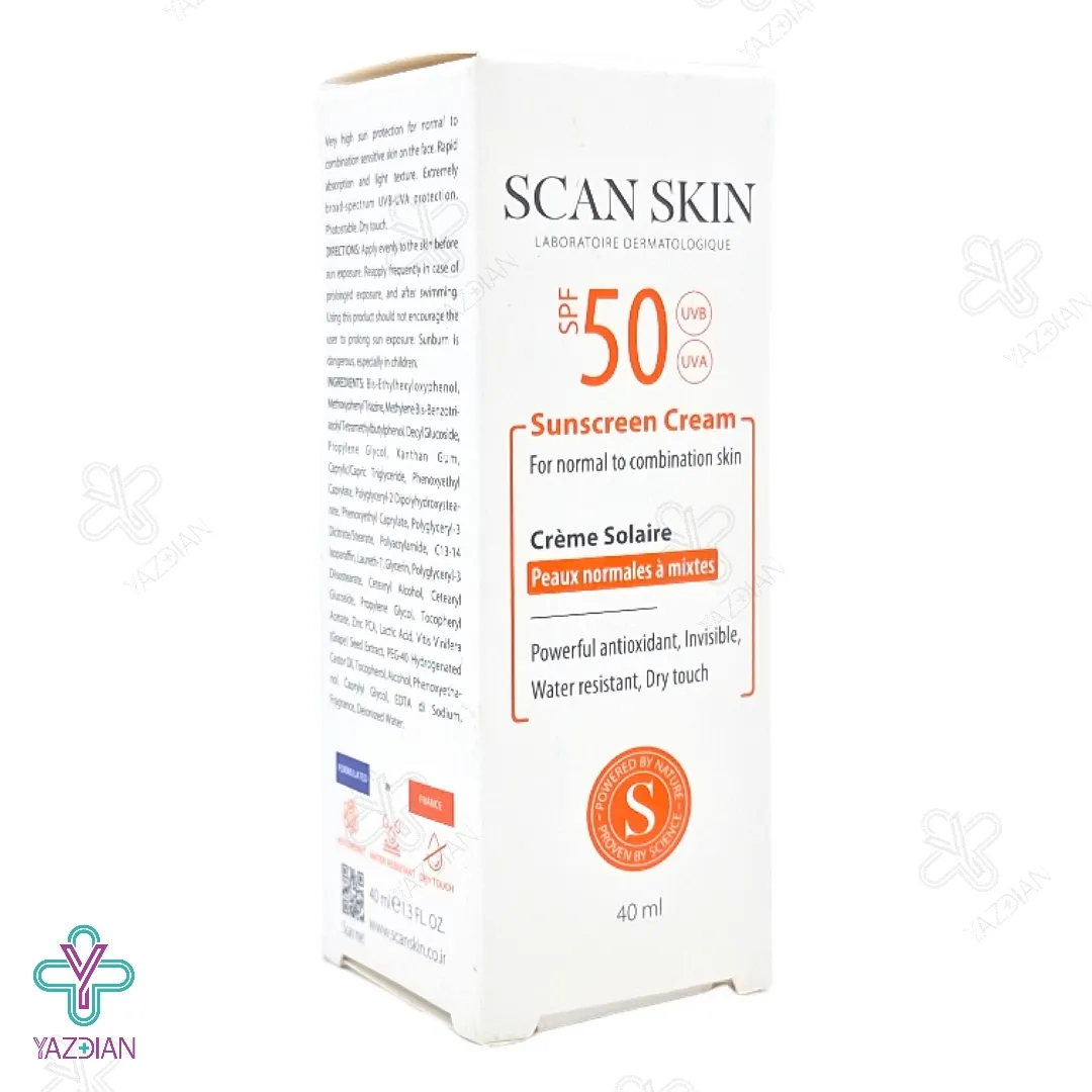 کرم ضد آفتاب SPF50 پوست نرمال تا مختلط اسکن اسکین - بی رنگ