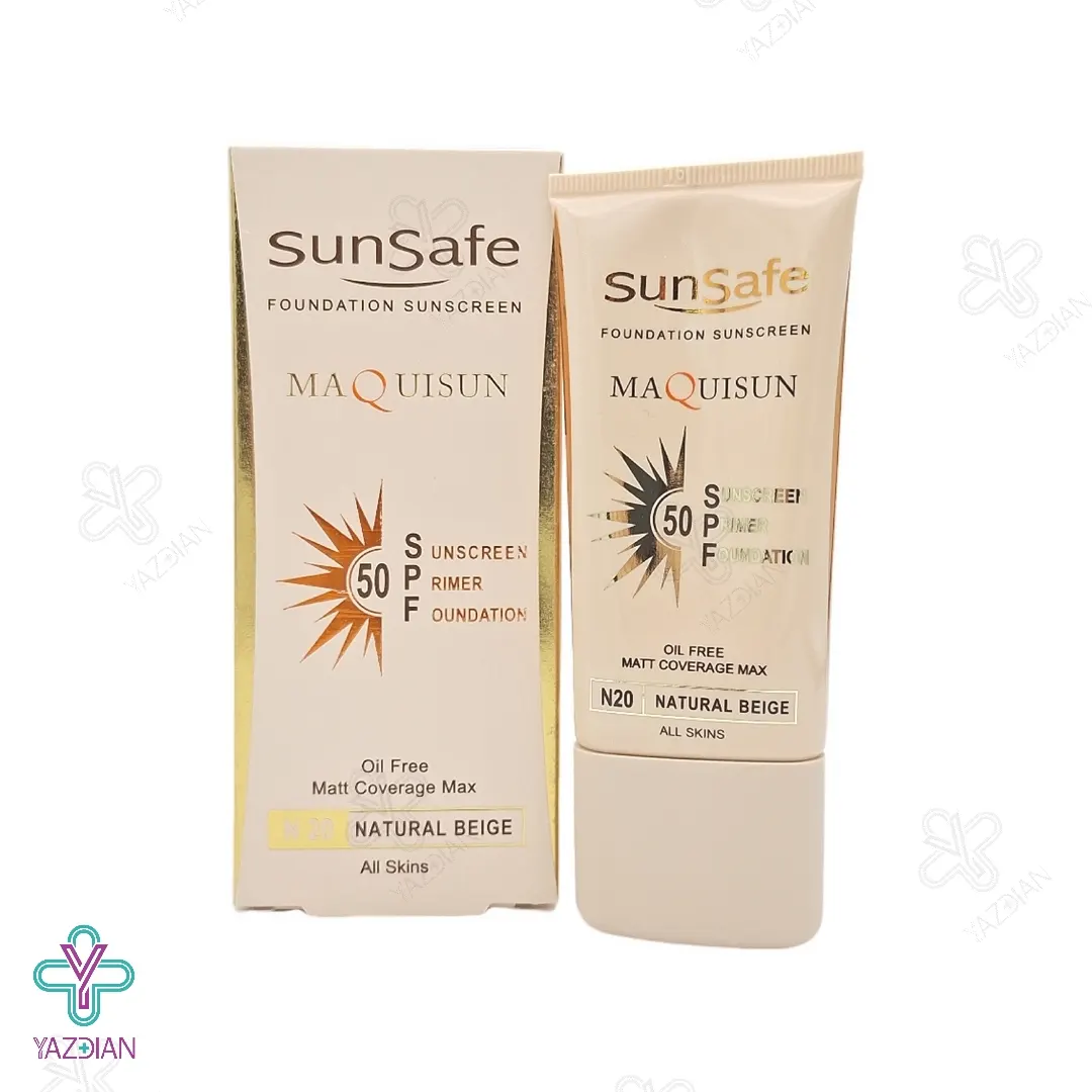 کرم ضد آفتاب SPF50 پودری و پرایمری سان سیف - بژ طبیعی