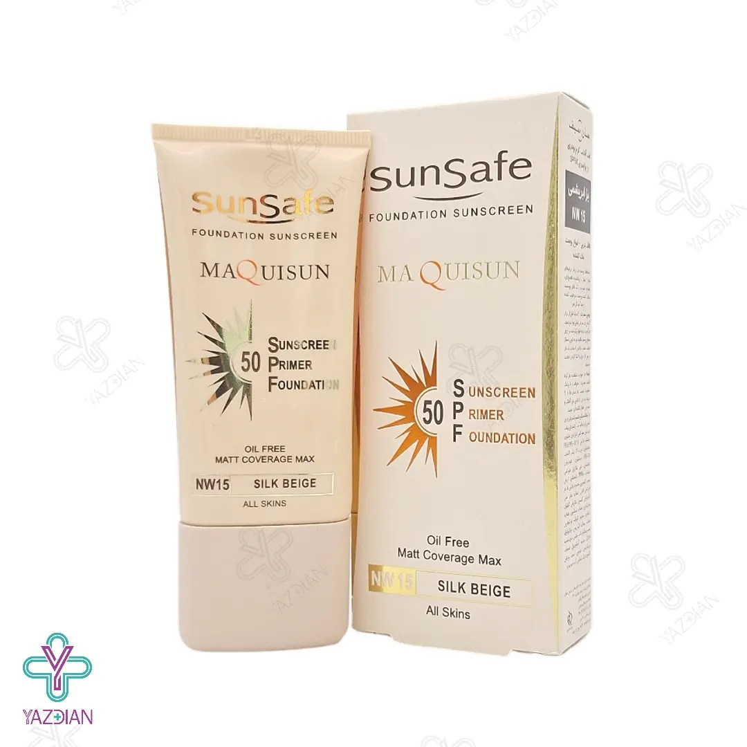 کرم ضد آفتاب SPF50 پودری و پرایمری سان سیف - بژ ابریشمی