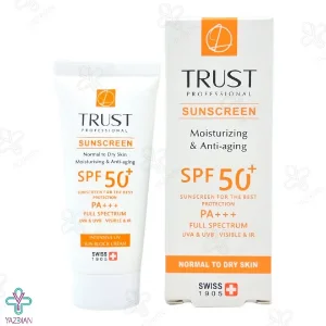 کرم ضد آفتاب ضد چروک SPF50 مناسب پوست خشک و نرمال تراست - بی رنگ