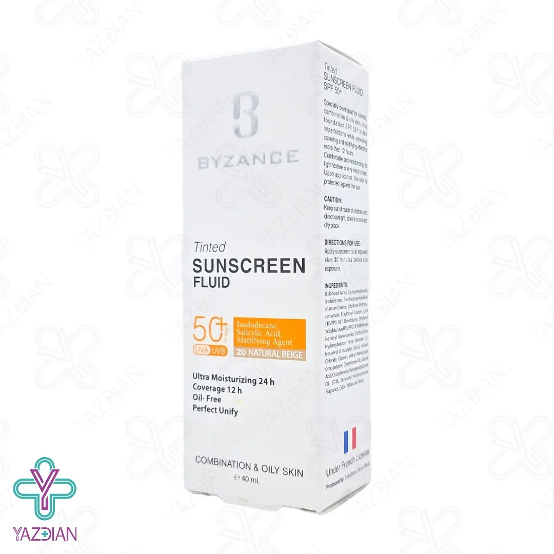 فلوئید ضد آفتاب SPF50 پوست چرب بیزانس – بژ طبیعی