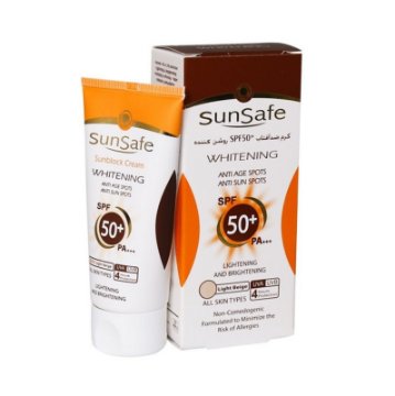 تصویر  کرم ضد آفتاب روشن کننده SPF 50 سان سیف - بژ روشن