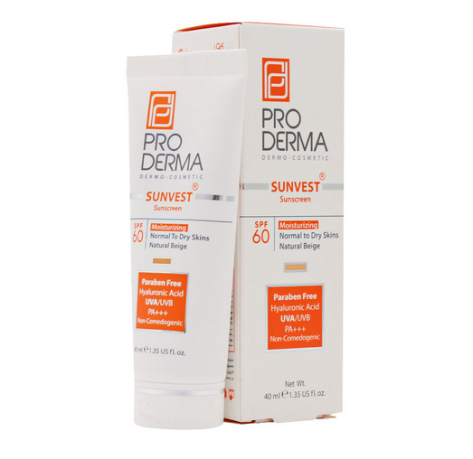 کرم ضد آفتاب SPF60 پوست نرمال و خشک پرودرما – بژ طبیعی