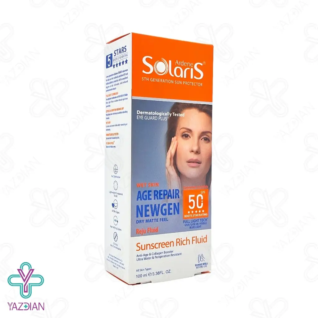 فلوئید ضد آفتاب و ضد چروک SPF50 آردن سولاریس – بی رنگ	