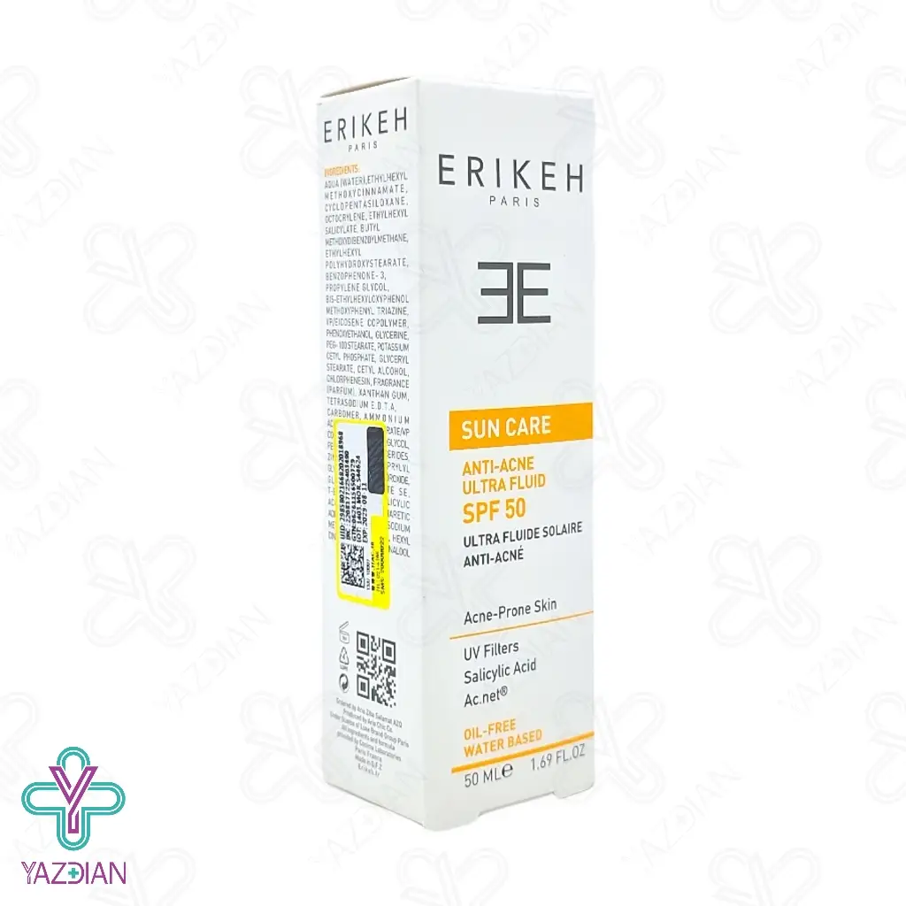 فلوئید ضد آفتاب و ضد جوش SPF50 فاقد چربی اریکه – بی رنگ	