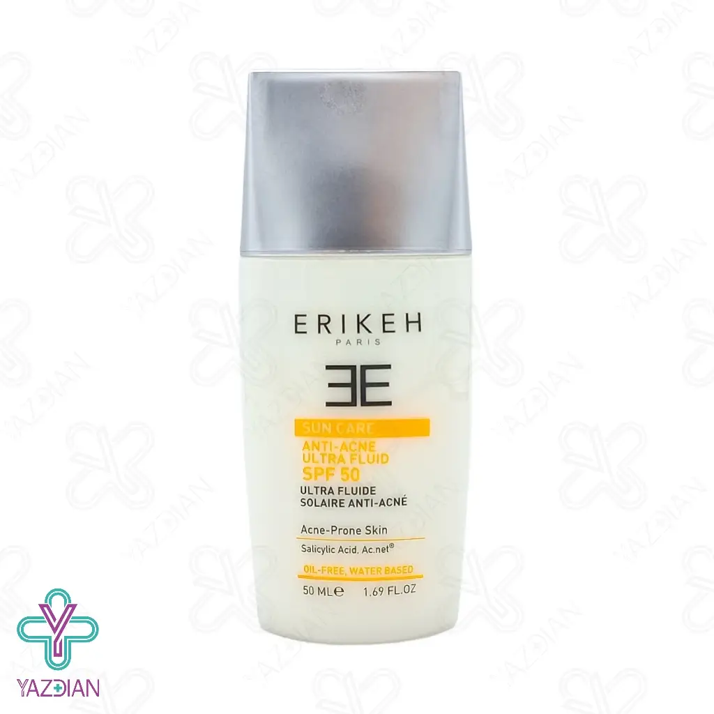 فلوئید ضد آفتاب و ضد جوش SPF50 فاقد چربی اریکه – بی رنگ	