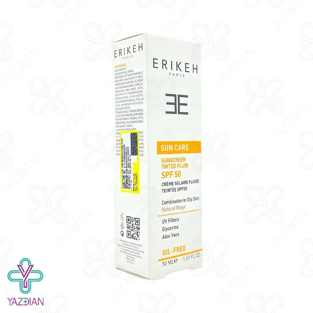 فلوئید ضد آفتاب SPF50 فاقد چربی اریکه - بژ طبیعی