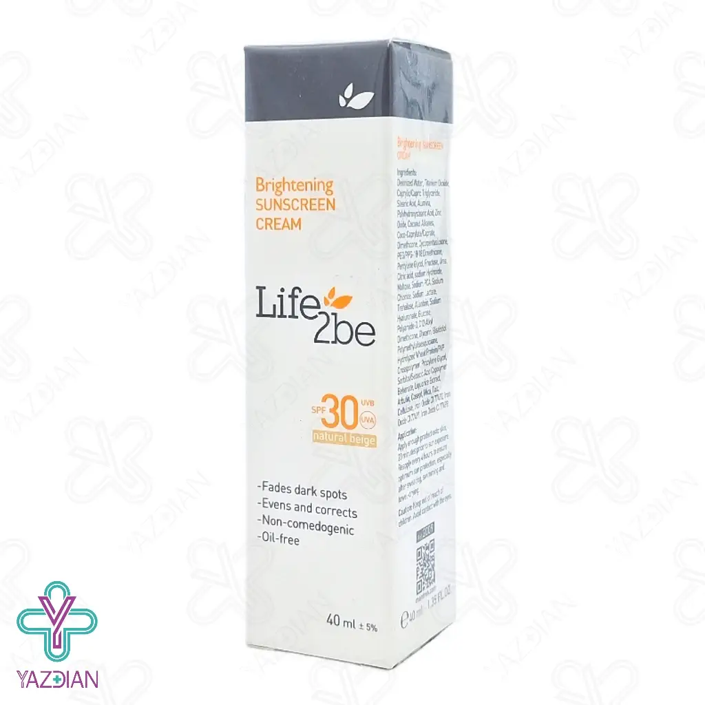 کرم ضد آفتاب روشن کننده SPF30 فاقد چربی لایف توبی – بژ طبیعی		