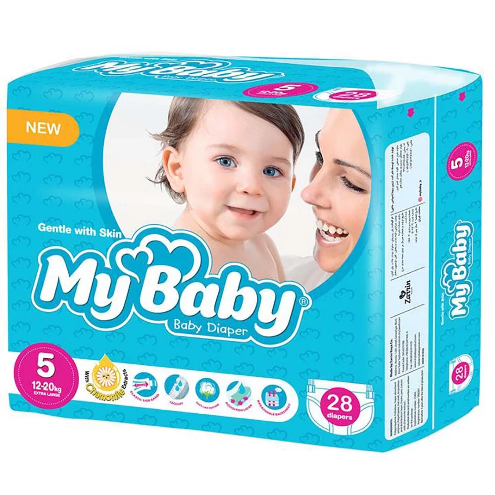 پوشک بچه مای بیبی سایز 5 بسته 28 عددی