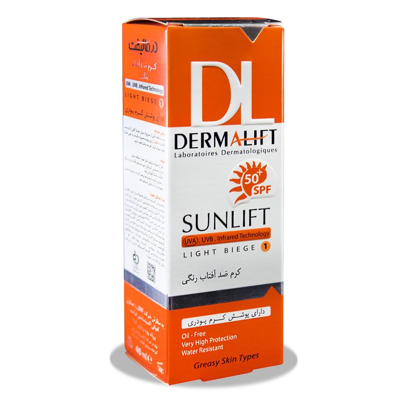 تصویر  کرم ضد آفتاب رنگی SPF 50 پوست چرب درمالیفت - بژ روشن