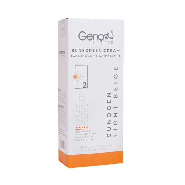 تصویر  کرم ضد آفتاب فاقد چربی SPF50 ژنوبایوتیک - بژ روشن