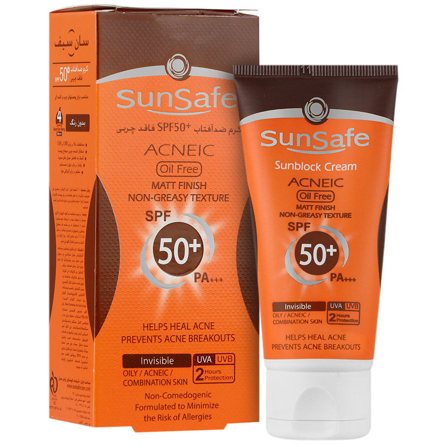 تصویر  کرم ضد آفتاب SPF 50 فاقد چربی سان سیف - بی رنگ