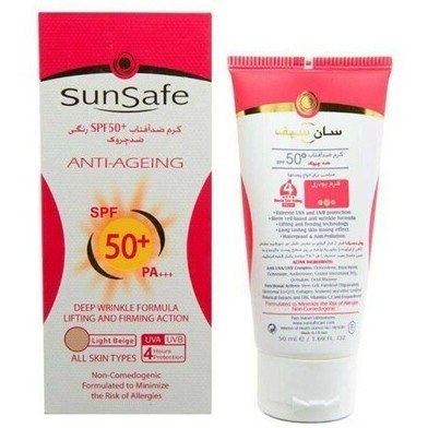 تصویر  کرم ضد آفتاب و ضد چروک SPF 50 سان سیف - بژ روشن