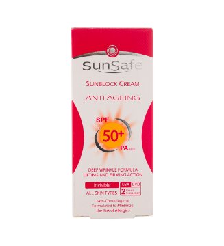 تصویر  کرم ضد آفتاب و ضد چروک SPF 50 سان سیف - بی رنگ