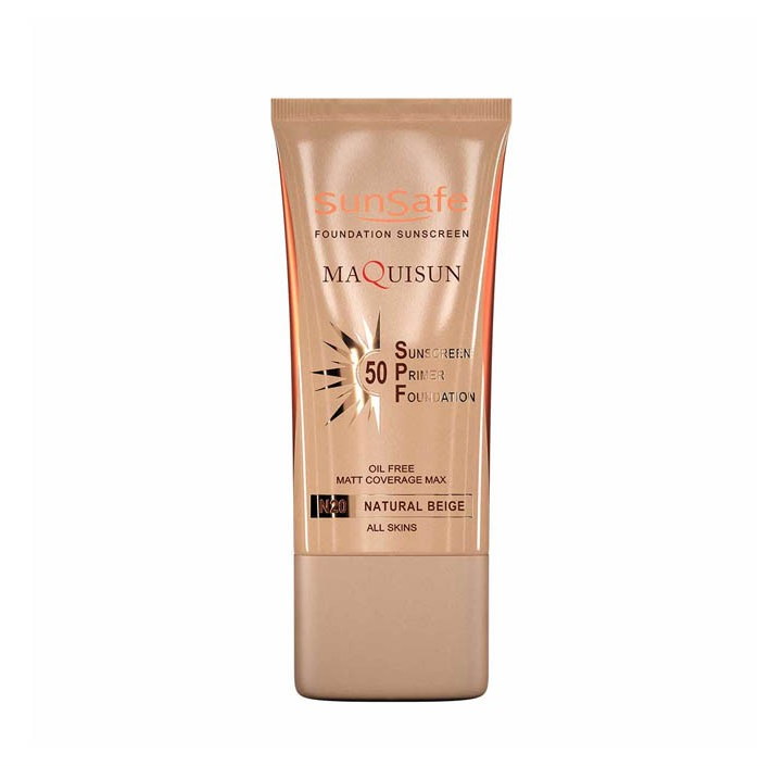 تصویر  کرم ضد آفتاب SPF50 پودری و پرایمری سان سیف - بژ طبیعی