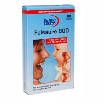 تصویر  قرص فولیک اسید 800 میکروگرم یوروویتال - 60 عددی 