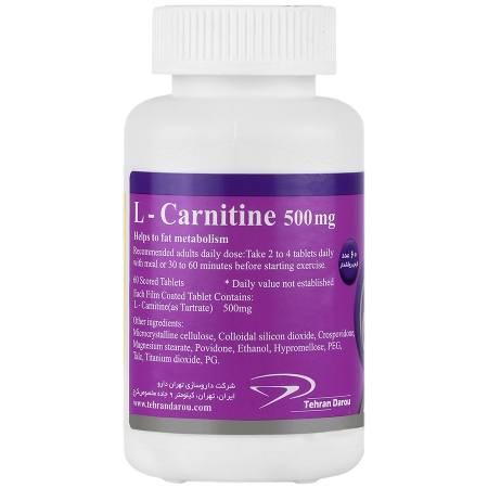تصویر  قرص ال کارنیتین 500 میلی گرم تداویتال تهران دارو - 60 عددی