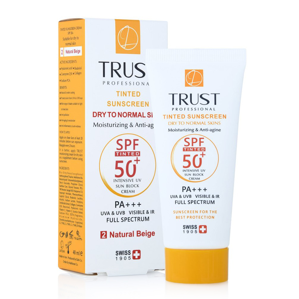 تصویر  کرم ضد آفتاب SPF 50 پوست خشک و معمولی تراست - بژ طبیعی 