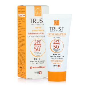تصویر  کرم ضد آفتاب SPF 50 پوست چرب و مختلط  تراست - بژ طبیعی