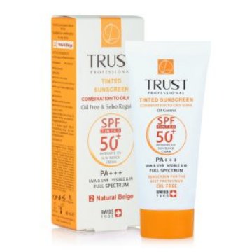 تصویر  کرم ضد آفتاب SPF 50 پوست چرب و مختلط  تراست - بژ طبیعی