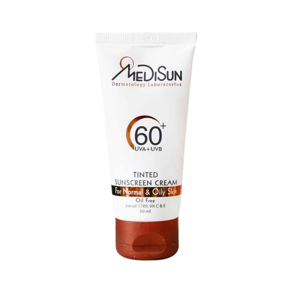 تصویر  کرم ضد آفتاب SPF60 فاقد چربی مدیسان - رنگی
