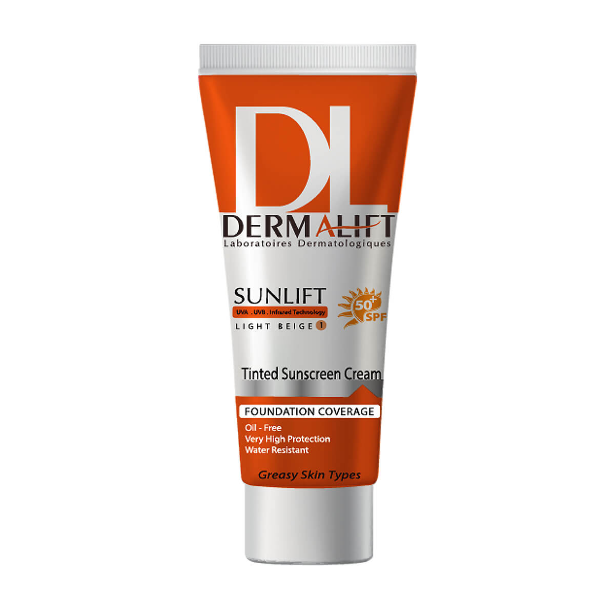 تصویر  کرم ضد آفتاب رنگی SPF 50 پوست چرب درمالیفت - بژ طبیعی