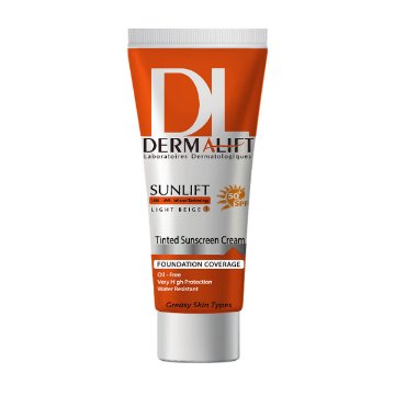 تصویر  کرم ضد آفتاب رنگی SPF 50 پوست چرب درمالیفت - بژ طبیعی