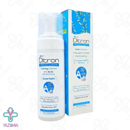 فوم شستشو صورت پوست چرب و ضد آکنه دیترون - 150 میلی لیتر