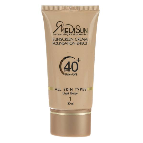 تصویر  کرم ضد آفتاب SPF 40 مدیسان با پوشش کرم پودر مناسب انواع پوست - بژ روشن