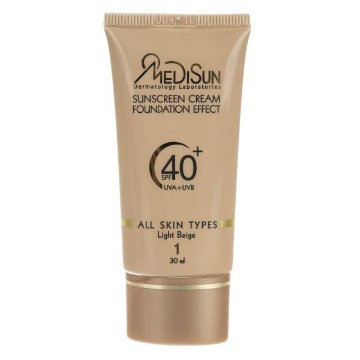 تصویر  کرم ضد آفتاب SPF 40 مدیسان با پوشش کرم پودر مناسب انواع پوست - بژ روشن