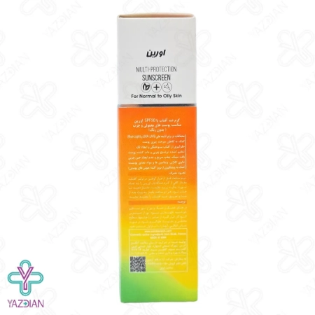 کرم ضد آفتاب SPF 50 پوست چرب اورین - بی رنگ