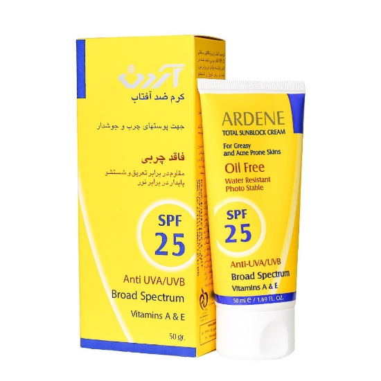تصویر  کرم ضد آفتاب SPF 25 فاقد چربی آردن - بی رنگ