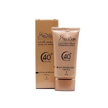 تصویر  کرم ضد آفتاب SPF 40 مدیسان پوشش کرم پودری پوست چرب و حساس - بژ روشن
