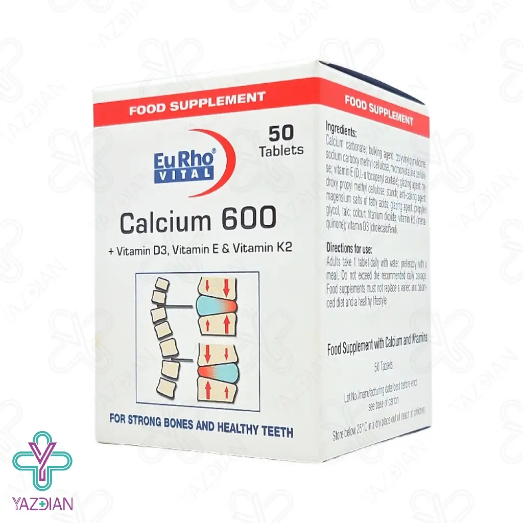 قرص مفاصل کلسیم 600 ویتامین د3 یوروویتال - 50 عددی