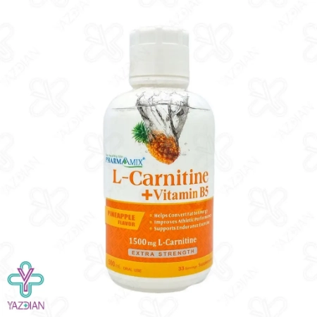 محلول ال کارنیتین و ویتامین ب5 فارما میکس با طعم آناناس - 500 میلی لیتر