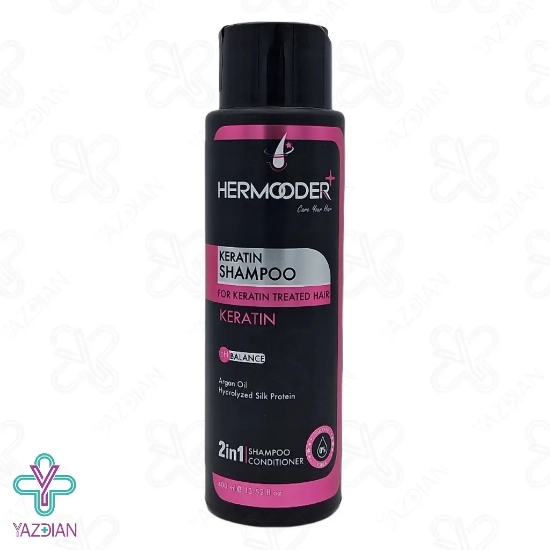 شامپو تقویت کننده و ترمیم کننده کراتینه هرمودر پلاس - 400 میلی لیتر	