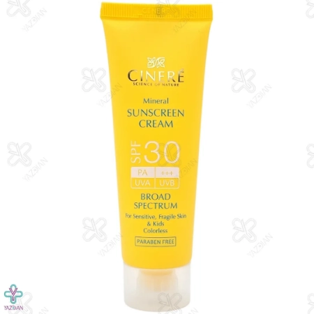کرم ضد آفتاب SPF30 مینرال پوست حساس سینره - بی رنگ