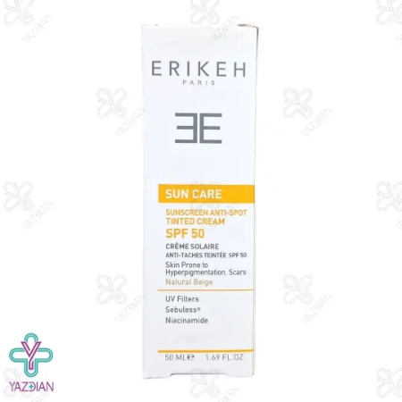 کرم ضد آفتاب و ضد لک SPF50 اریکه مناسب انواع پوست - بژ طبیعی 