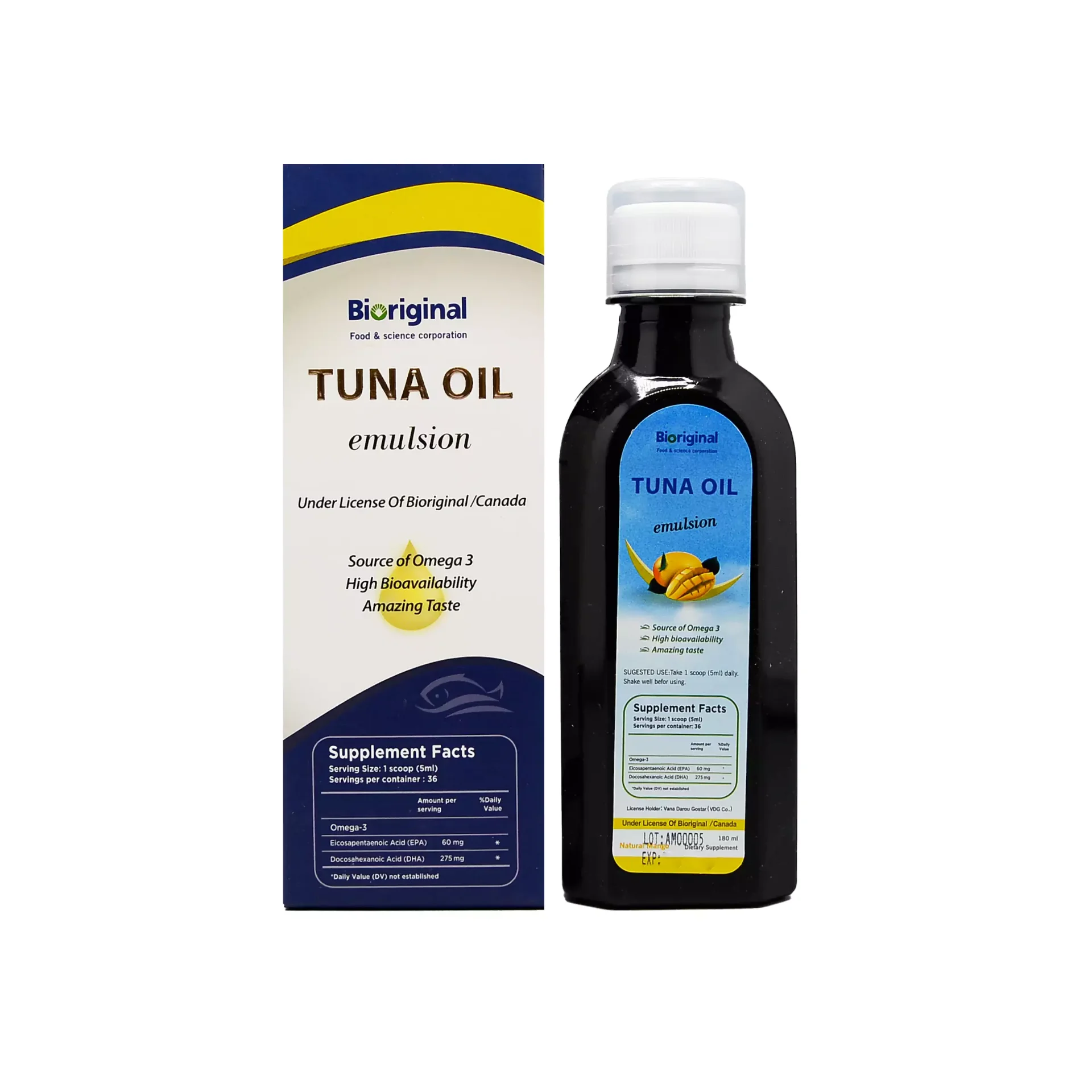 تصویر  شربت روغن ماهی تن بایو اورجینال حاوی امگا3 - 180 میلی لیتر