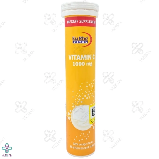 قرص جوشان ویتامین ث 1000 یوروویتال پرتقالی - 20 عددی