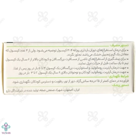 کپسول زنجبیل ضد تهوع زینتوما گل دارو - 30 عددی