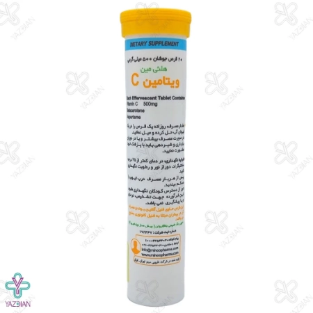 قرص ویتامین ث جوشان 500 هلثی مین با طعم انبه - 20 عددی