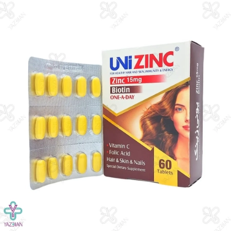 قرص یونی زینک تقویت پوست. مو و ناخن ابیان دارو - 60 عددی