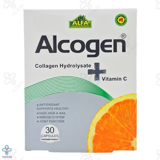 کپسول تقویت پوست و مو کلاژن و ویتامین ث آلکوژن آلفا ویتامینز - 30 عددی